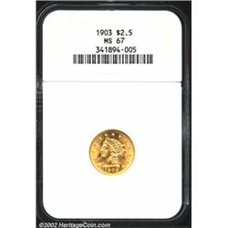 1903 $2 1/2 MS67 NGC. A seemingly fully struck Superb Gem that has intense luster and exquisite surf