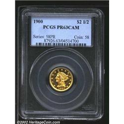 1900 $2 1/2 PR63 Cameo PCGS. The 1900 is a popular coin in any denomination simply because it marks.