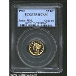 1902 $2 1/2 PR65 Cameo PCGS. The Philadelphia Mint's output of proof Quarter Eagles amounted to just