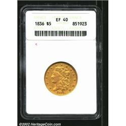 1836 $5 XF40 ANACS, Breen-6509, Second Head, McCloskey 4-C, R.3, a relatively sharp example with no.