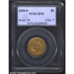1838-D $5 XF45 PCGS. While 1838 was the final year of issue for the Classic design, this was the fir