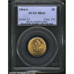 1904-S $5 MS63 PCGS. Casual numismatists might be tempted to assume that the 1904-S, as a late date.