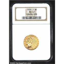 1909-S $5 MS61 NGC. A scarce Five Indian and a worthwhile issue in Mint State. This piece is well de