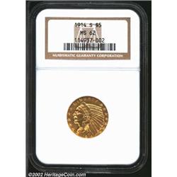 1914-S $5 MS62 NGC. Mint State examples of this issue are still a scarce and worthwhile issue even t