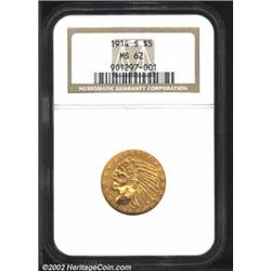 1914-S $5 MS62 NGC. Despite the appearance of a small group of MS 60-62 1914-S half eagles that surf