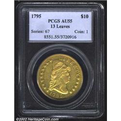 1795 $10 13 Leaves AU55 PCGS. B. 2-A, Taraszka-2, R.4. Formerly offered as lot 7089 in our recent Ce