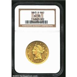 1843-O $10 AU58 NGC. One of 175,162 pieces produced, this near-Mint 1843-O is a conditionally rare s