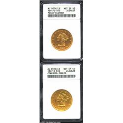 1844-O $10--Filed, Cleaned--ANACS, AU Details, Net XF40, hopelessly polished and cleaned, a somewhat
