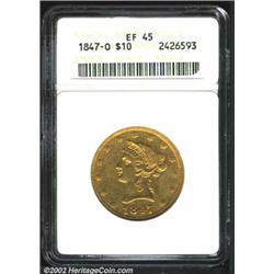 1847-O $10 XF45 ANACS. A sharply detailed example that has ample traces of luster, especially on the