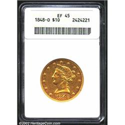 1848-O $10 XF45 ANACS. A bright example that has hints of violet patina where luster persists. The s