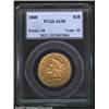 1860 $10 AU50 PCGS. An attractive example due to the bold strike and abundant peripheral luster. Mod