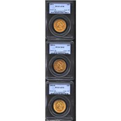 1874 $10 AU50 PCGS, richly detailed and with much luster, relatively unabraded; 1895-S XF45 PCGS, a.