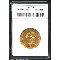 1880-O $10 AU53 ANACS. Sharply struck with pleasing luster, but moderately abraded. The stars are di
