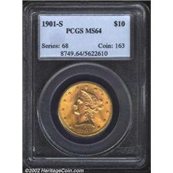 1901-S $10 MS64 PCGS. An extremely flashy specimen, as are many 1901-S eagles. The eye-appealing gol
