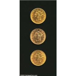 1905 $10 AU50 Uncertified; 1906 AU50 Uncertified; and a 1907 Liberty MS60 Uncertified. All coins are