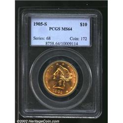 1905-S $10 MS64 PCGS. San Francisco Mint production of Liberty Eagles in 1905 totaled 369,250 pieces