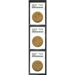 1875 $20--Cleaned--ANACS, AU Details, AU Details, Net XF45, the borders have reddish luster; 1878-S-