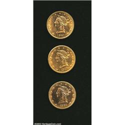 1881-S $10 AU55 Uncertified, mostly lustrous with rich orange-gold color and a mentionable reeding m