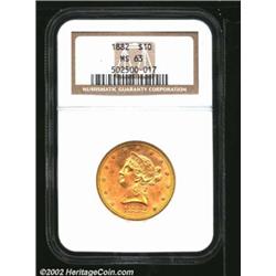1882 $10 MS63 NGC. A well struck and highly lustrous representative that has a faint peripheral die.