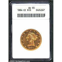 1884-CC $10 AU55 ANACS. The '84-CC is a scarce issue, especially in high grades. Only 9,925 pieces w