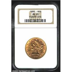 1895 $10 MS63 NGC. A nicely struck Liberty Eagle that has flashy luster and a few minor luster graze