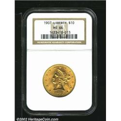 1907 $10 MS66 NGC. A sensational Gem with sweeping cartwheel luster and gorgeously preserved surface
