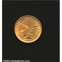 1907 $10 No Motto MS60 Lightly Cleaned Uncertified. This is an ever-popular issue among type collect