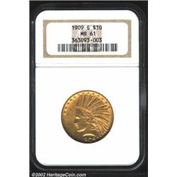 1909-S $10 MS61 NGC. A flashy example that has surprisingly clean fields on the obverse, and not all