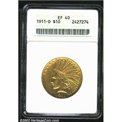 1911-D $10 XF40 ANACS. Although the eagle's wing has some rub and the right reverse field has a pair