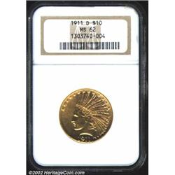 1911-D $10 MS62 NGC. Indian Eagle production at the Denver Mint dipped to just 30,100 pieces in 1911