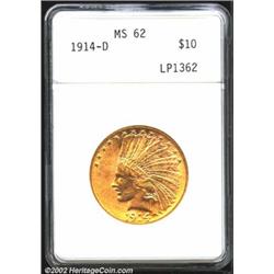 1914-D $10 MS62 ANACS. A lustrous and well struck coin that would surely grade even higher were it n
