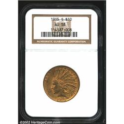 1915-S $10 AU58 NGC. From a mintage of only 59,000 pieces, the 1915-S takes a big jump in price as i
