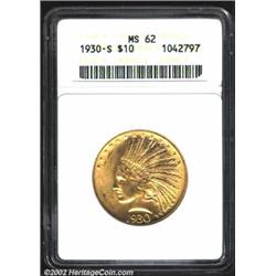 1930-S $10 MS62 ANACS. The 1930-S is one of the great rarities in the Ten Dollar Indian series. Only