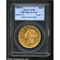 1850-O $20 AU55 PCGS. Ex: Bass. This is a sharply detailed example from the only branch mint to prod