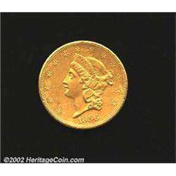 1856-S $20 MS60 Sea Salvaged, Rim Damaged Uncertified. Both sides of this honey-tan example are some