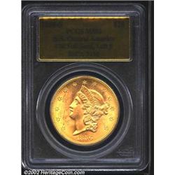 1856-S $20 Full Serif, Left S MS62 PCGS. Ex: S.S. Central America. 17B. This orange-gold example off