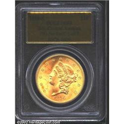 1856-S $20 No Serif, Left S MS63 PCGS. Ex: S.S. Central America. 17O. With powerfully impressed feat