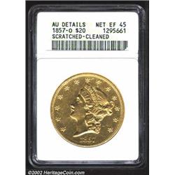 1857-O $20--Scratched, Cleaned--ANACS. AU Details, Net XF45. A boldly detailed example. Both sides a