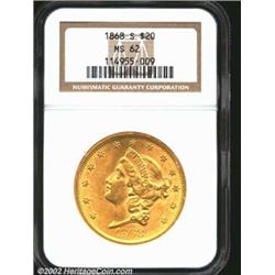 1868-S $20 MS62 NGC. This coin was previously offered as lot 4048 in our January 2002 sale of the Ea