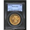 Image 1 : 1875-CC $20 AU53 PCGS. Bright golden surfaces with some light wear and circulation marks, as one wou