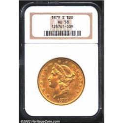 1879-S $20 AU58 NGC. A nice coin for the near-Mint type collector, the richly colored, orange-gold s
