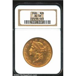 1880 $20 AU58 NGC. The luster is bright and nearly complete. A nicely struck example of this rare lo