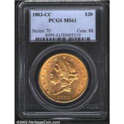 1883-CC $20 MS61 PCGS. Although the 1883-CC has a surprisingly high rate of survival (900-1,000+ coi