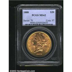 1888 $20 MS62 PCGS. A well struck and flashy representative. The reverse is relatively clean, while.