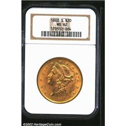 1888-S $20 MS62 NGC. Well defined with deep orange-gold surfaces. Important notice: We expect to be.