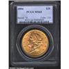 Image 1 : 1894 $20 MS64 PCGS. A lustrous and well struck near-Gem with refreshingly clean surfaces. A faint gr