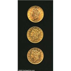 1895 $20 MS60 Scratched Uncertified, a noticeable vertical scratch on the cheek; 1907 XF40 Polished.