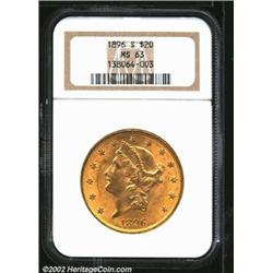 1896-S $20 MS63 NGC. Powerfully impressed and attractively lustrous. A couple of luster grazes by th