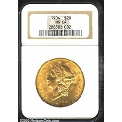 1904 $20 MS64 NGC. The always popular 1904 Double Eagles retain their attractiveness thanks to wonde