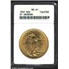 Image 1 : 1907 $20 Arabic Numerals MS61 ANACS. A lustrous and unabraded representative of this first-year issu